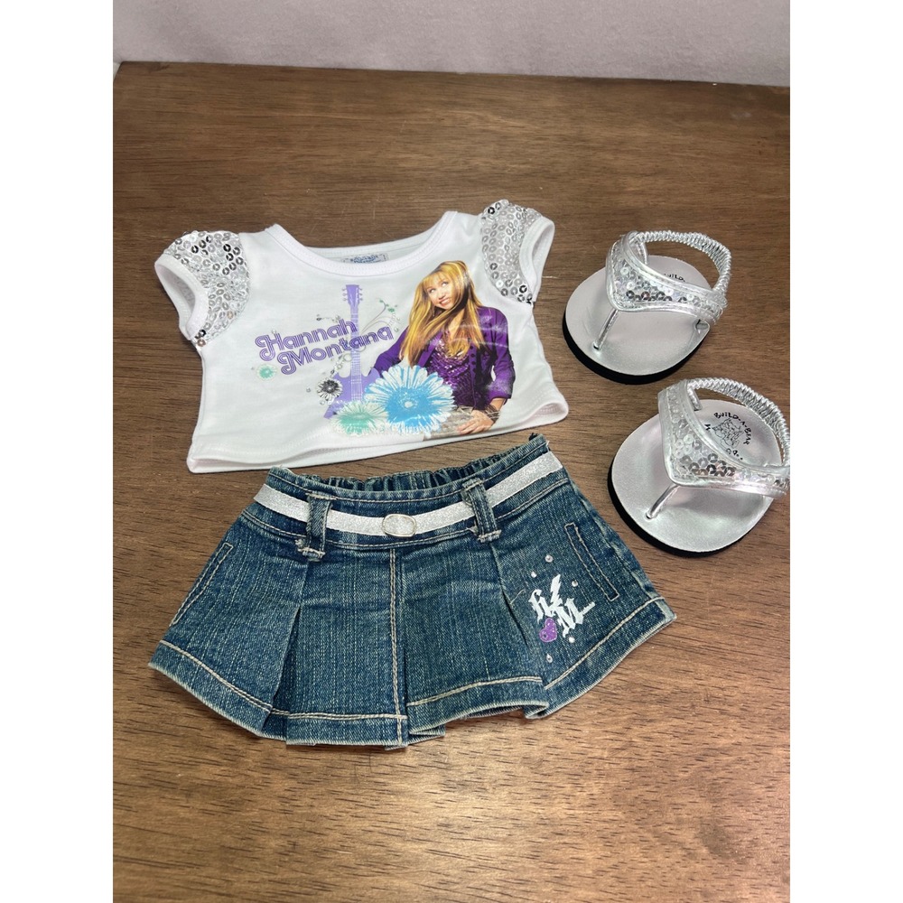 Build-A-Bear Hannah Montana Outfit T-shirt Denim Skirt Sequins Y2K BaBW Disney